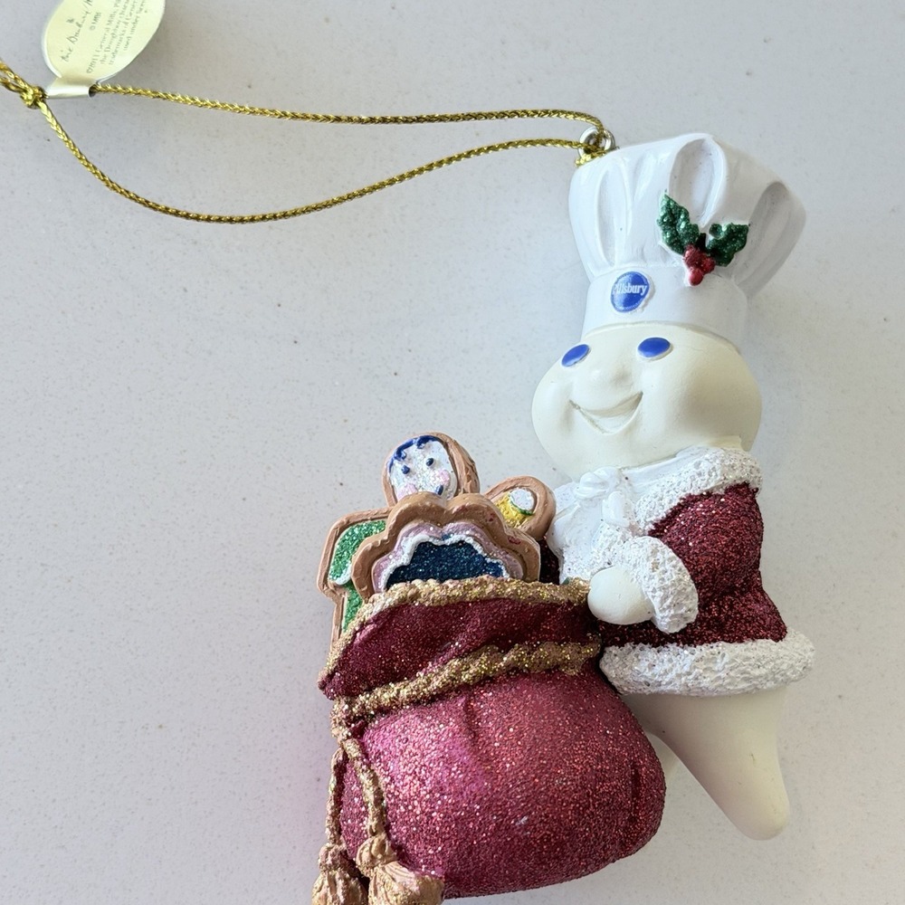 Pillsbury Doughboy Danbury Mint Glitter‎ 2011 SANTA'S TOY SACK Ornament